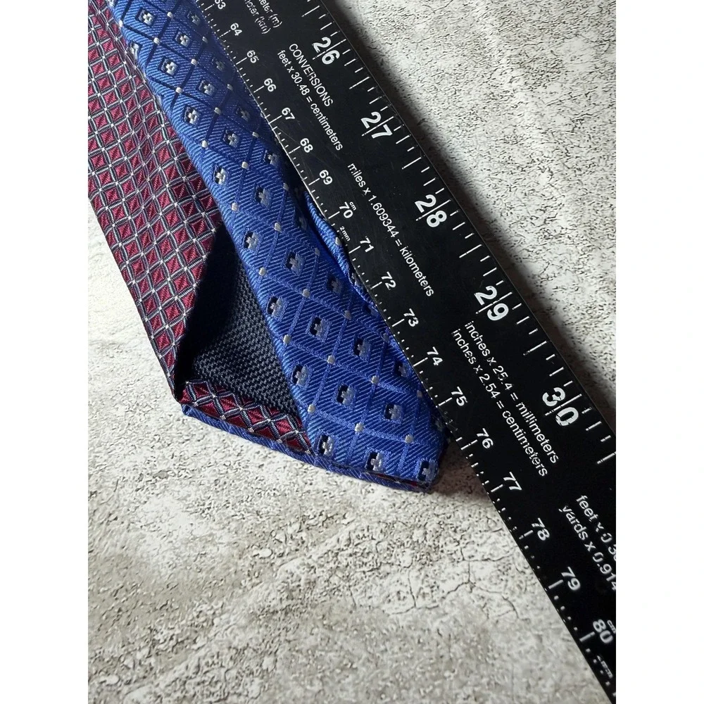 Nautica Tie Mens OS Multicolor 100% Silk Geometric Pointed Necktie Lot of 2 Set